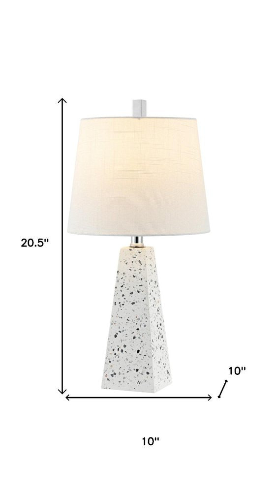 Set of Two 21" White Geometric Table Lamps With Empire Shades HomeRoots