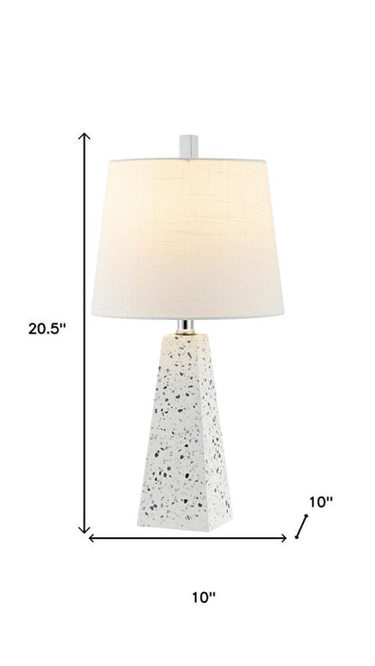 Set of Two 21" White Geometric Table Lamps With Empire Shades HomeRoots