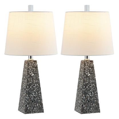 Set of Two 21" Gray Geometric Table Lamps With Empire Shades HomeRoots