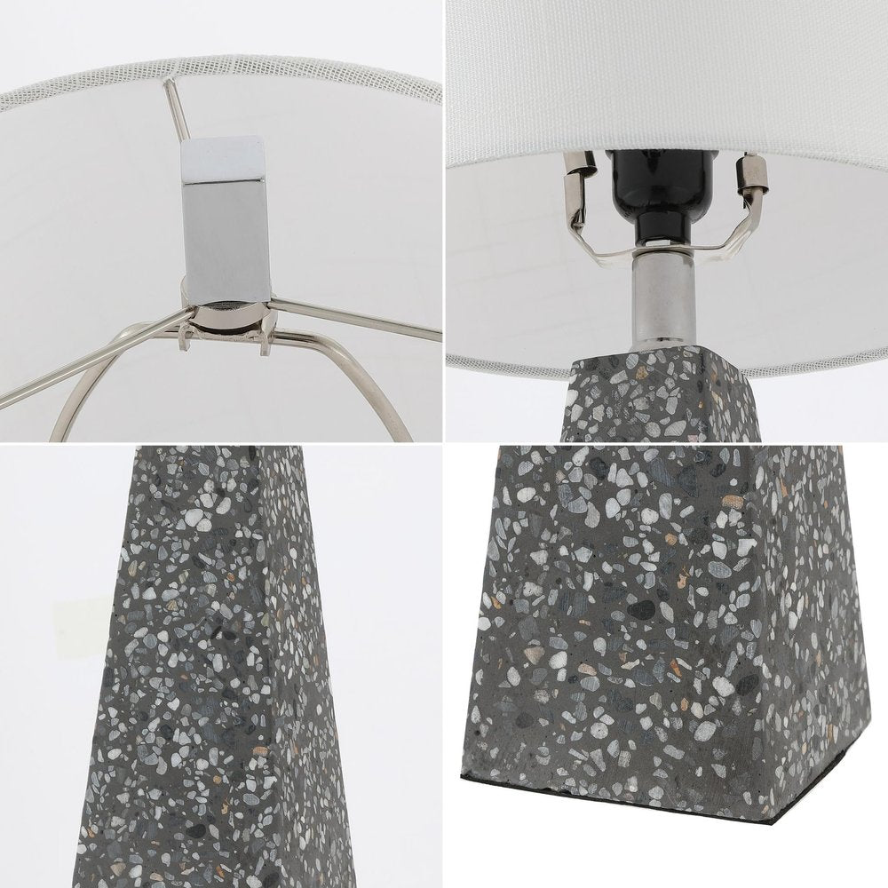 Set of Two 21" Gray Geometric Table Lamps With Empire Shades HomeRoots