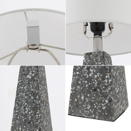 Set of Two 21" Gray Geometric Table Lamps With Empire Shades HomeRoots