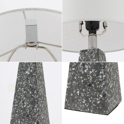 Set of Two 21" Gray Geometric Table Lamps With Empire Shades HomeRoots