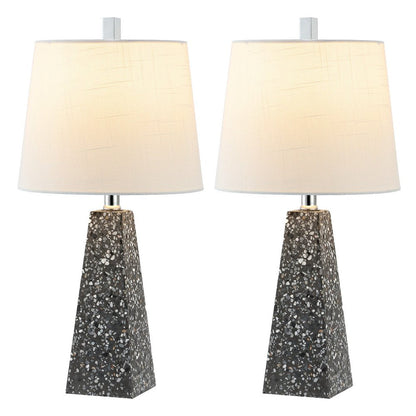 Set of Two 21" Gray Geometric Table Lamps With Empire Shades HomeRoots