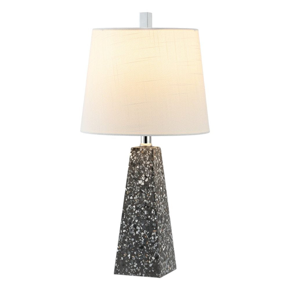 Set of Two 21" Gray Geometric Table Lamps With Empire Shades HomeRoots