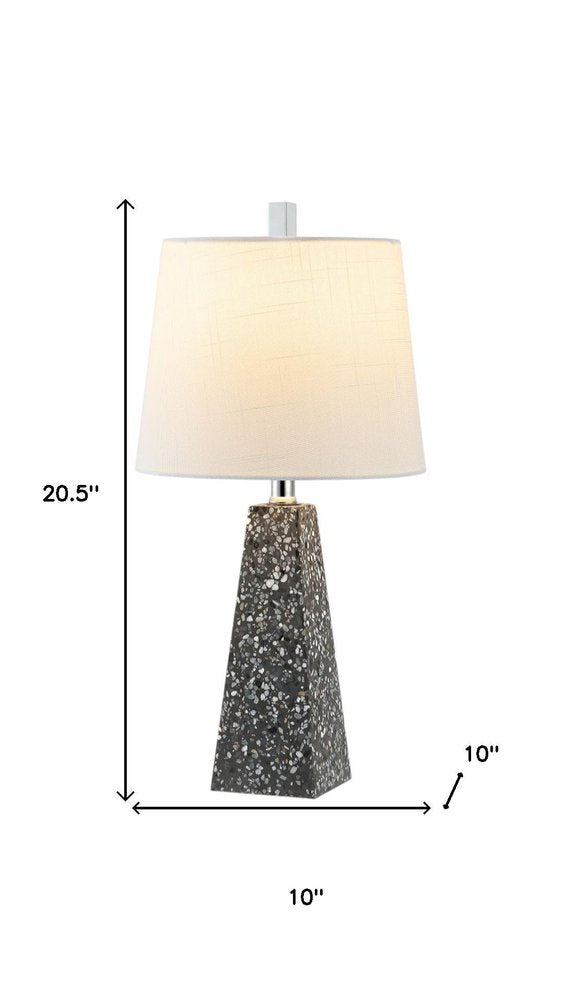 Set of Two 21" Gray Geometric Table Lamps With Empire Shades HomeRoots