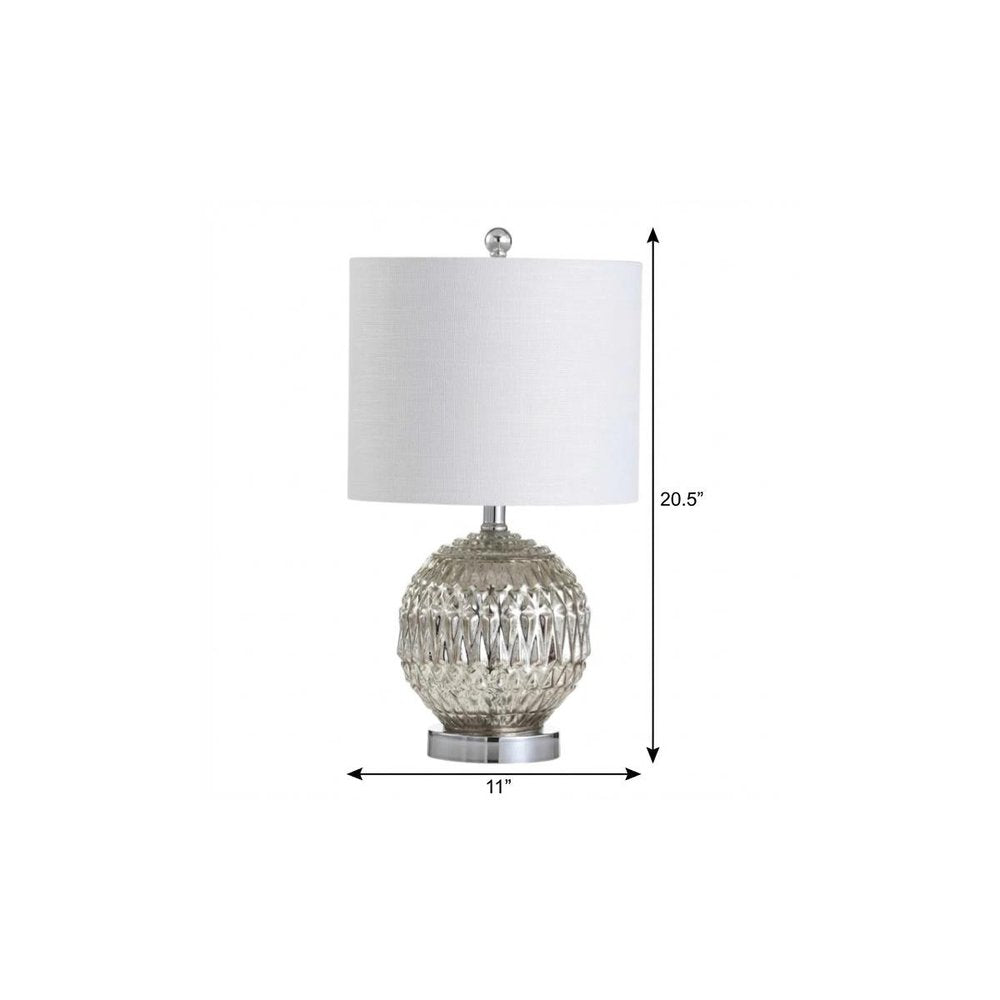 21" Silver Novelty Table Lamp With Globe Shade HomeRoots