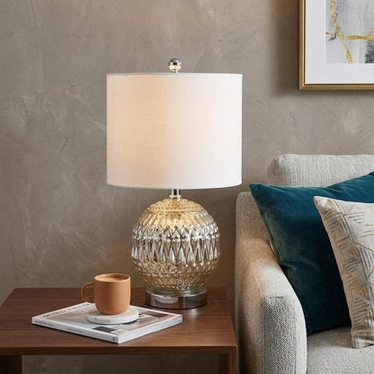 21" Silver Novelty Table Lamp With Globe Shade HomeRoots