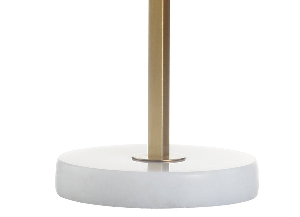 25" Brass And White Round Table Lamp With Drum Shade — view 2