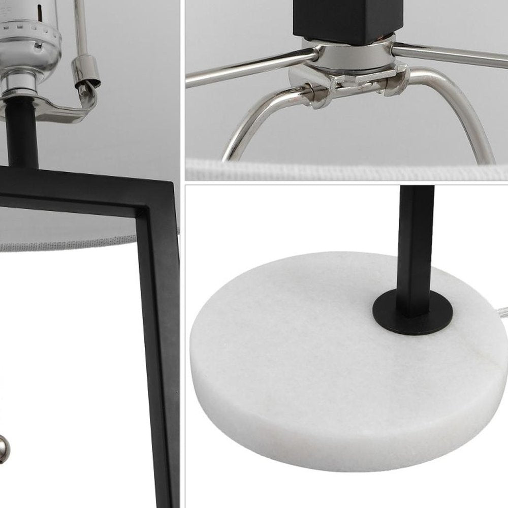 25" White Novelty Table Lamp With Drum Shade HomeRoots