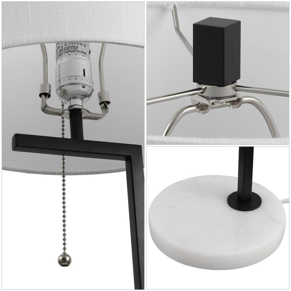 25" White Novelty Table Lamp With Drum Shade HomeRoots