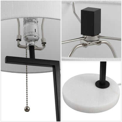 25" White Novelty Table Lamp With Drum Shade HomeRoots