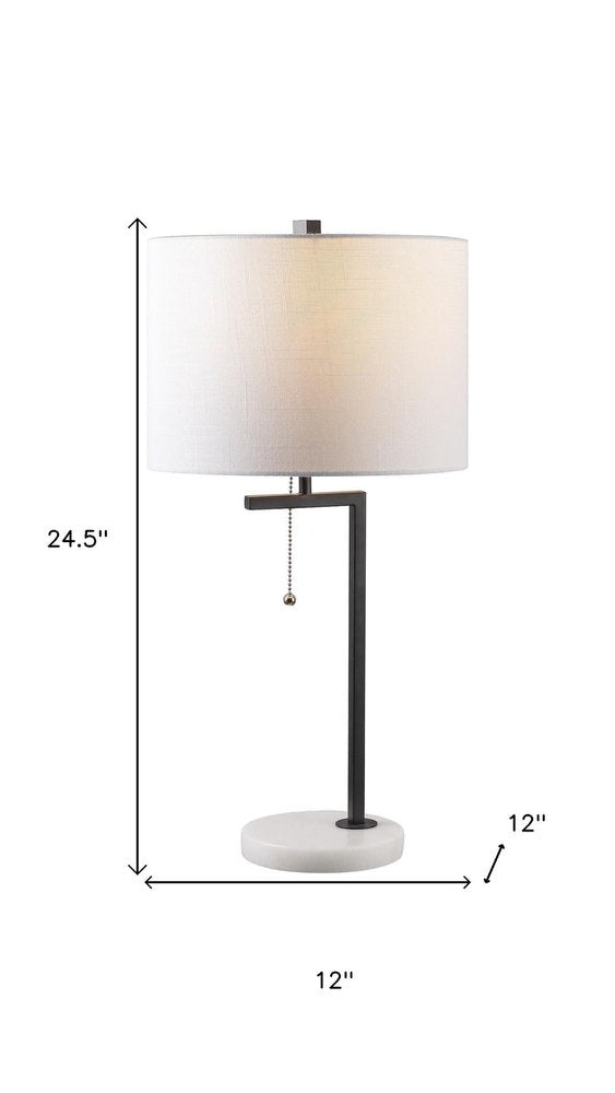 25" White Novelty Table Lamp With Drum Shade HomeRoots