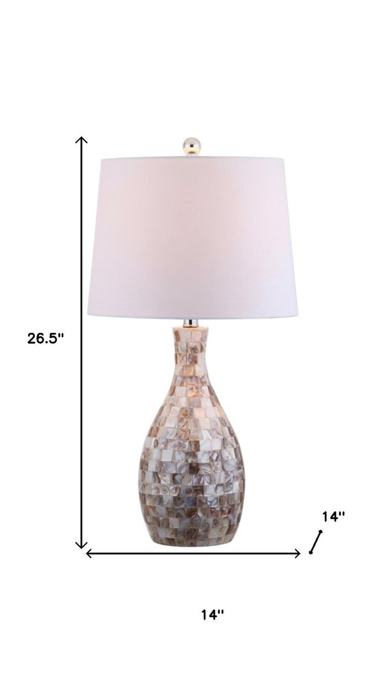 27" Ivory And Beige Novelty Table Lamp With Drum Shade — view 6