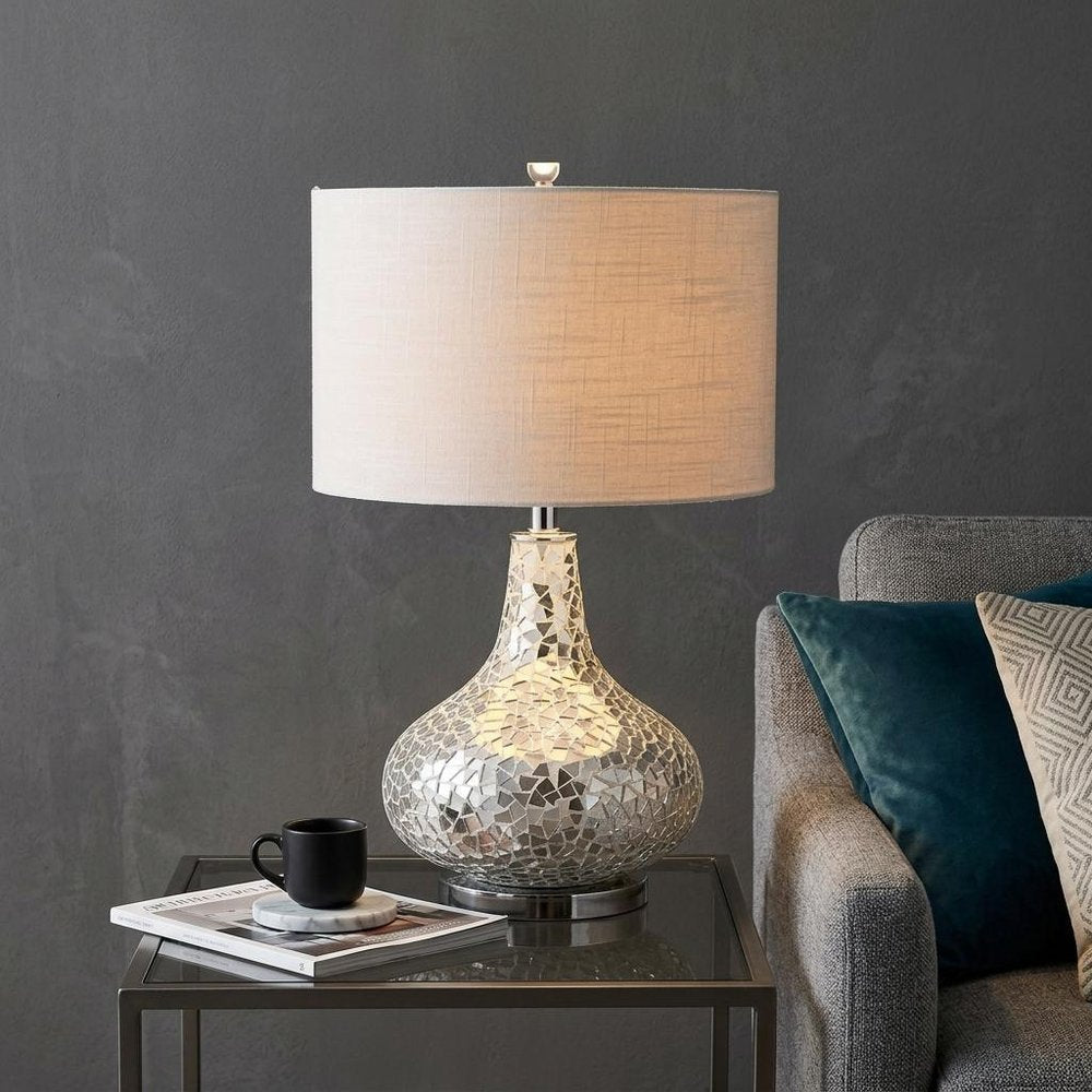 26" Silver Novelty Table Lamp With Drum Shade — view 7