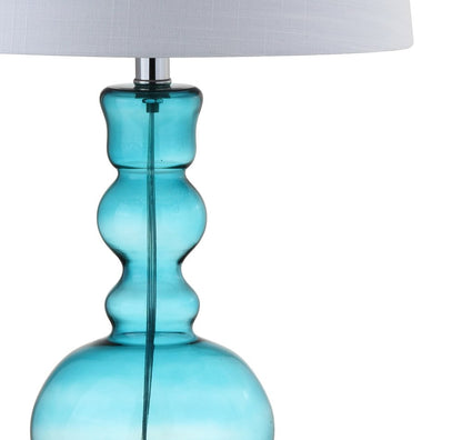 Set of Two 29" Blue Urn Table Lamps With Drum Shades HomeRoots