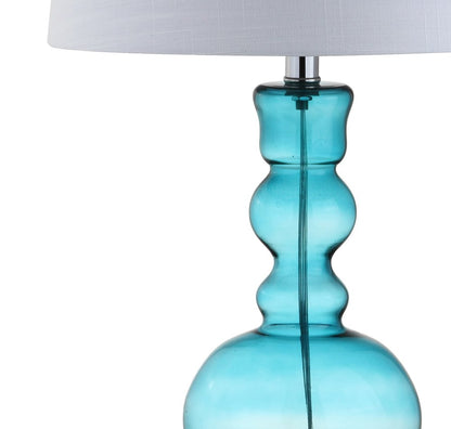 Set of Two 29" Blue Urn Table Lamps With Drum Shades HomeRoots