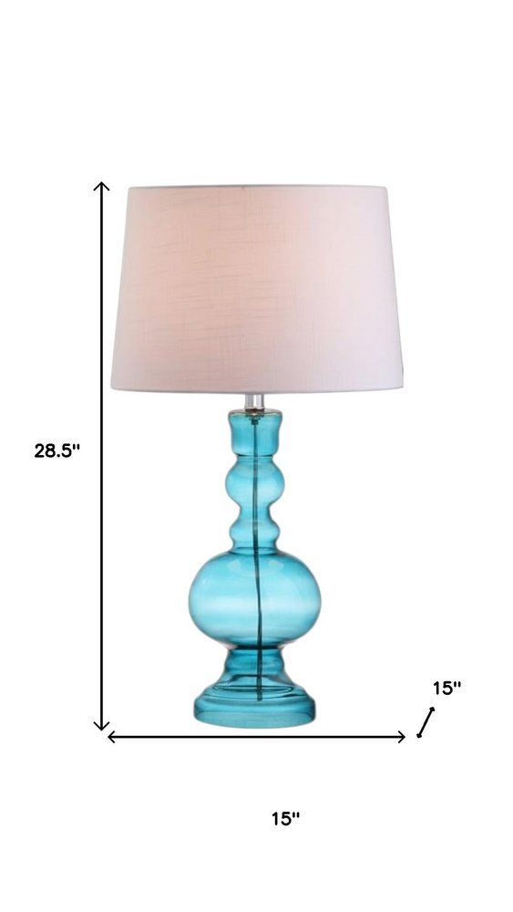 Set of Two 29" Blue Urn Table Lamps With Drum Shades HomeRoots
