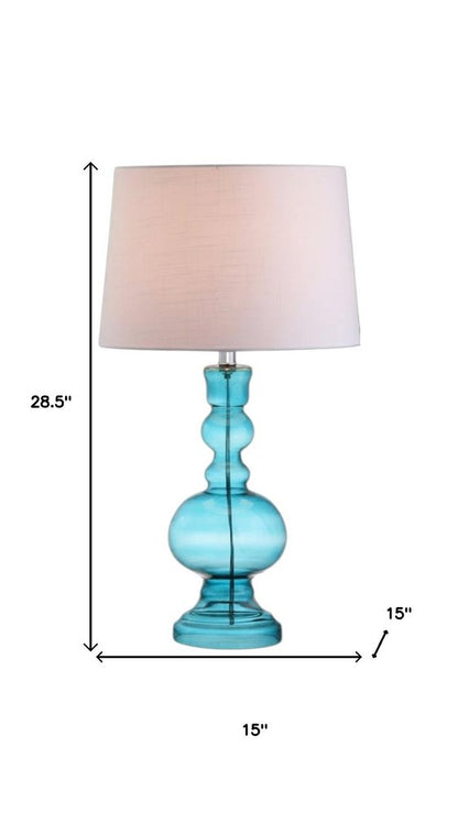 Set of Two 29" Blue Urn Table Lamps With Drum Shades HomeRoots