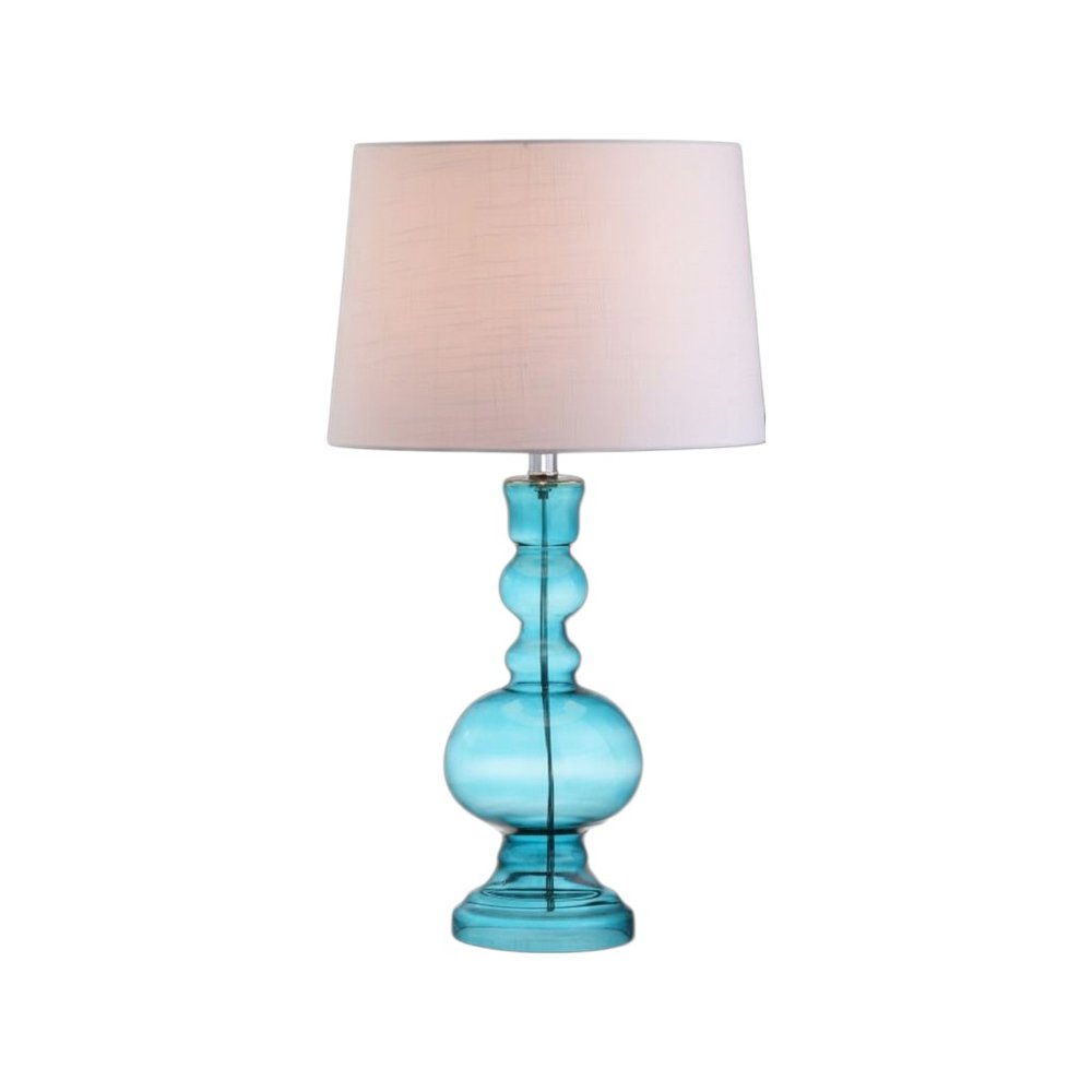 Set of Two 29" Blue Urn Table Lamps With Drum Shades HomeRoots