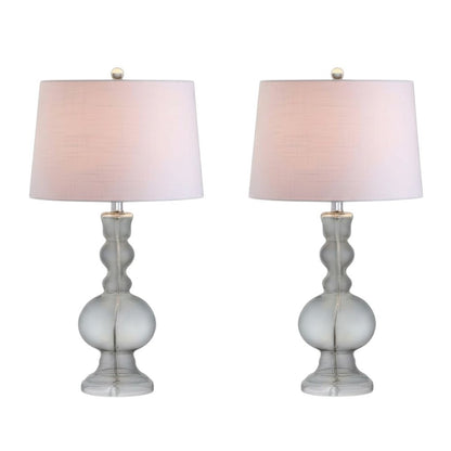 Set of Two 29" Clear Novelty Table Lamps With Drum Shades HomeRoots