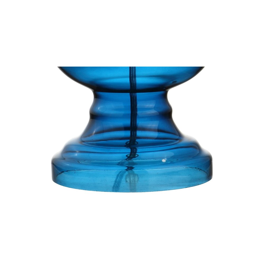 Set of Two 29" Blue Curved Body Glass Table Lamps With Drum Shades HomeRoots