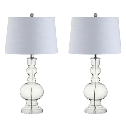Set of Two 29" Silver Novelty Table Lamps With Drum Shades