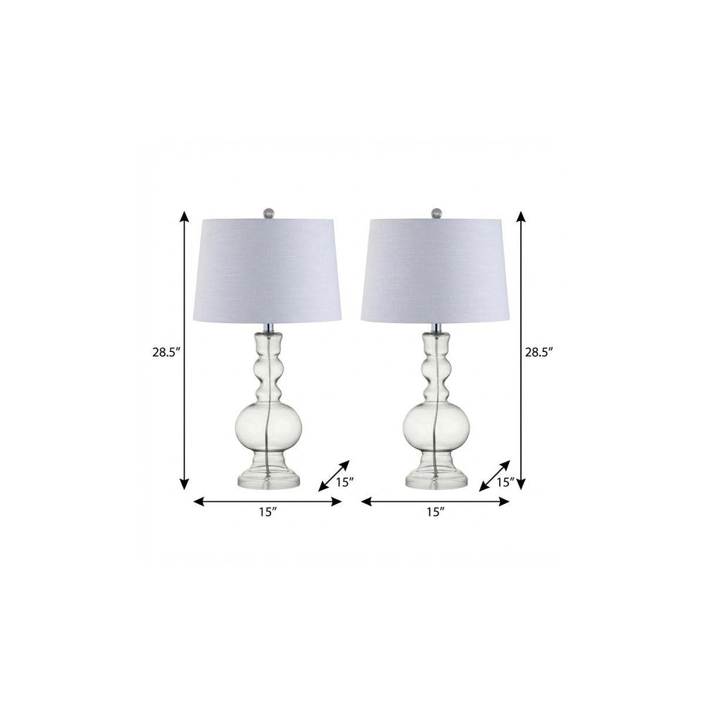 Set of Two 29" Silver Novelty Table Lamps With Drum Shades — view 9