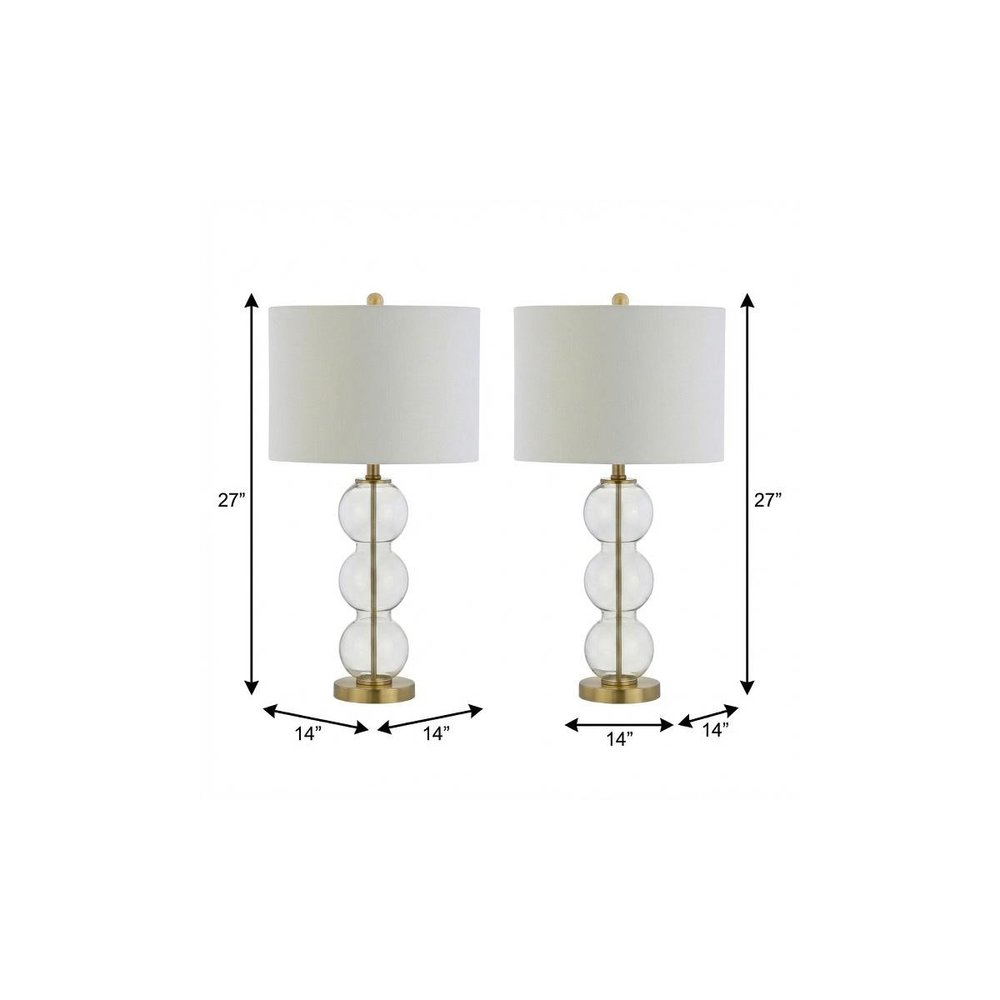 Set of Two 27" Gold Novelty Table Lamps With Drum Shades — view 8
