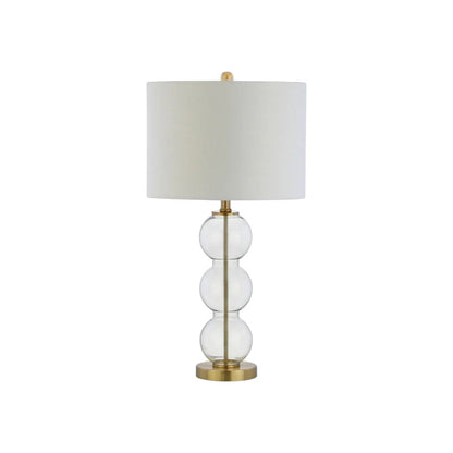 Set of Two 27" Gold Novelty Table Lamps With Drum Shades