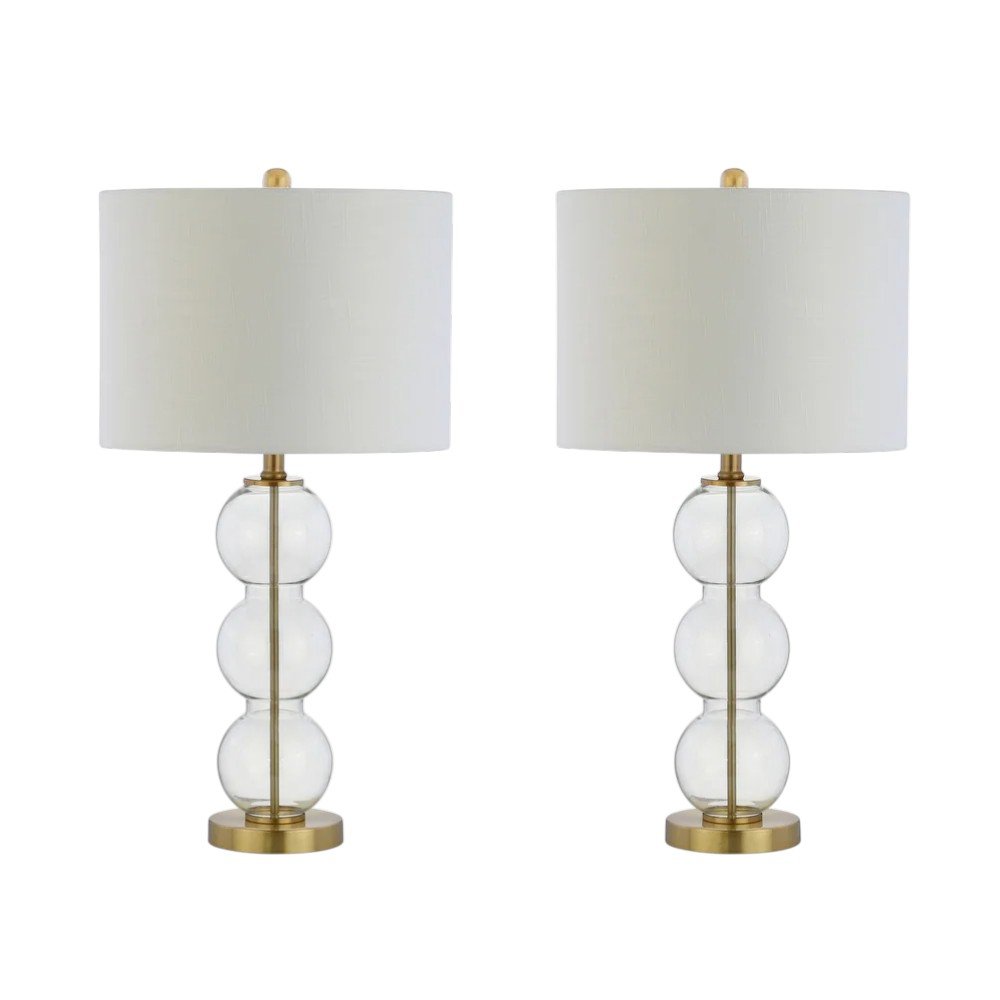 Set of Two 27" Gold Novelty Table Lamps With Drum Shades — view 7