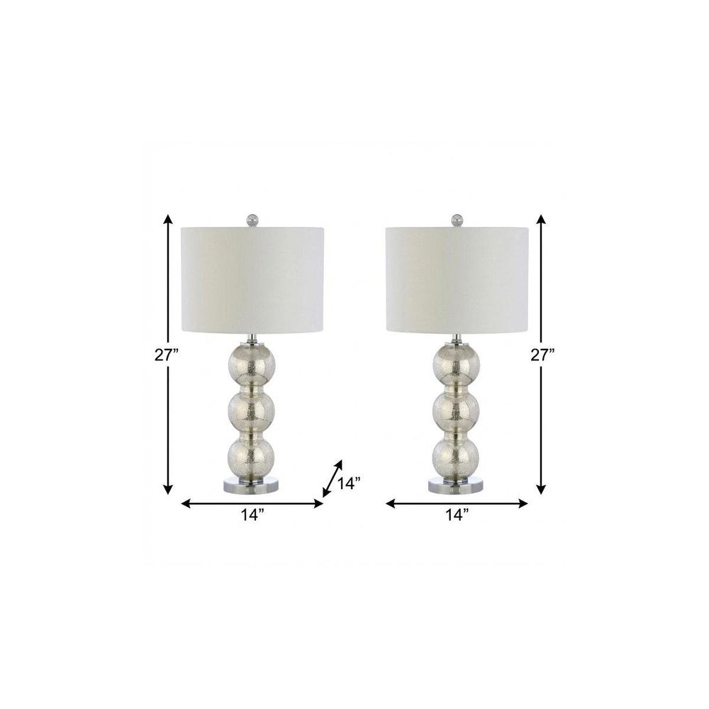 Set of Two 27" Silver Novelty Table Lamps With Drum Shades — view 6