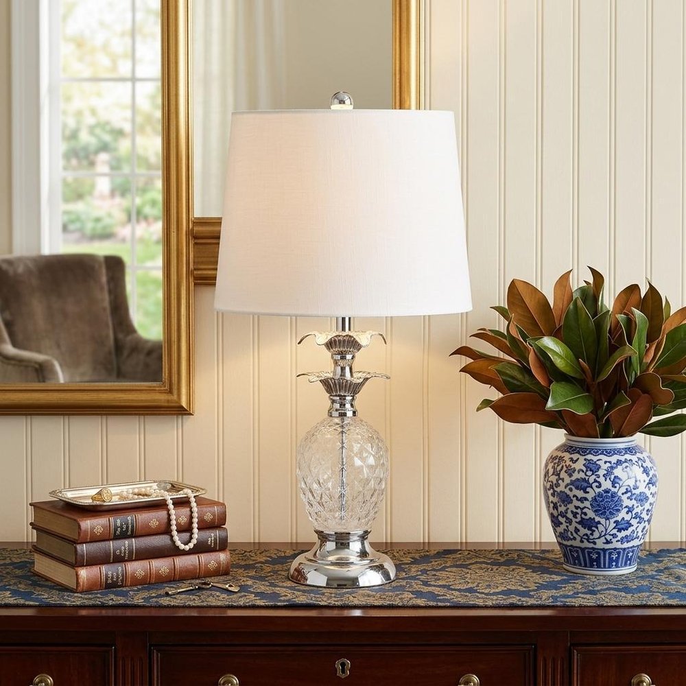 24" Silver Novelty Table Lamp With Drum Shade — view 8