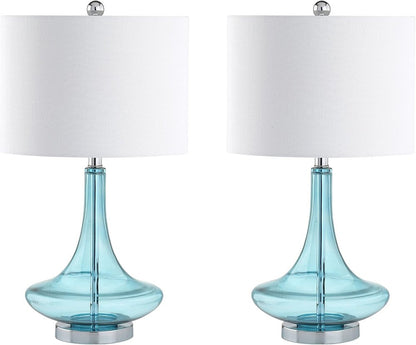 Set of Two 26" Silver Novelty Table Lamps With Drum Shades