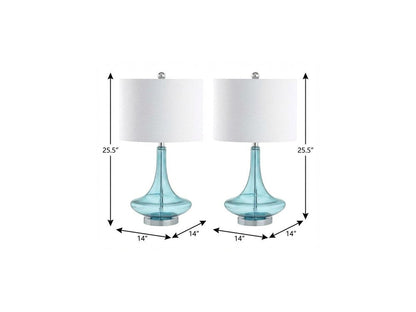 Set of Two 26" Silver Novelty Table Lamps With Drum Shades