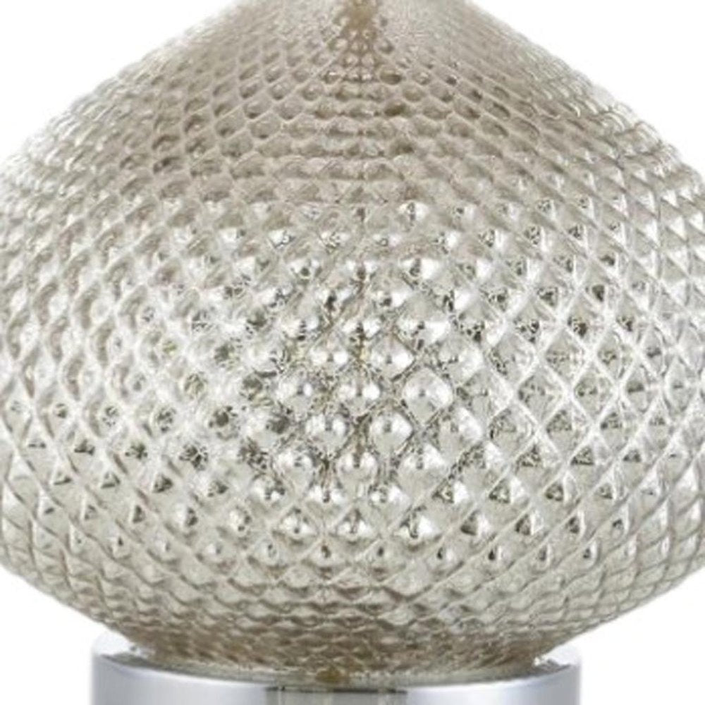 23" Silver Round Table Lamp With Drum Shade — view 5