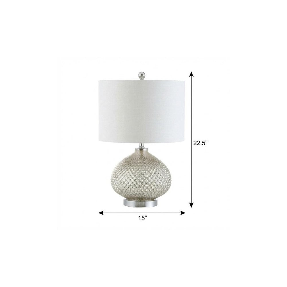 23" Silver Round Table Lamp With Drum Shade — view 6