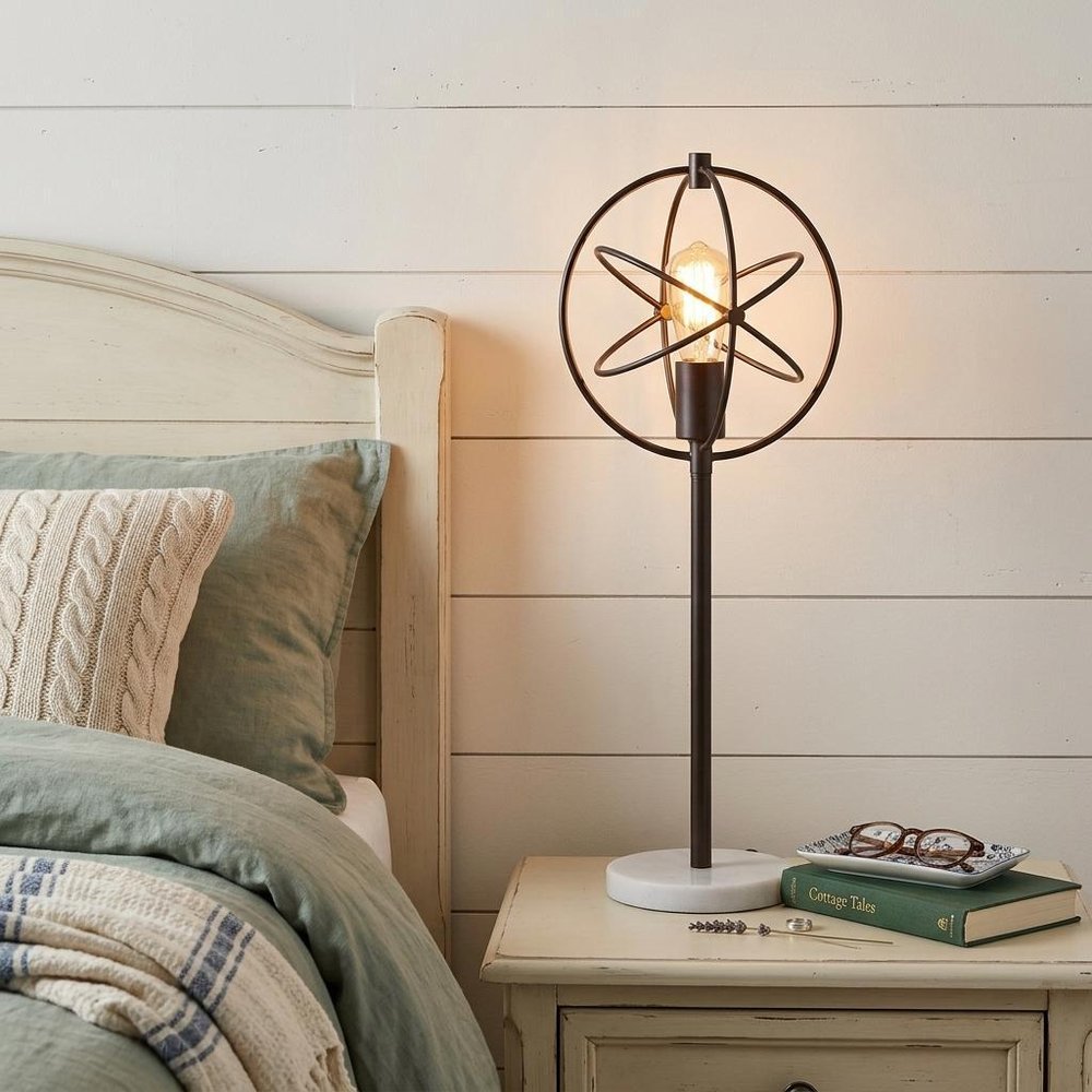 27" White Novelty Table Lamp With Globe Shade — view 6