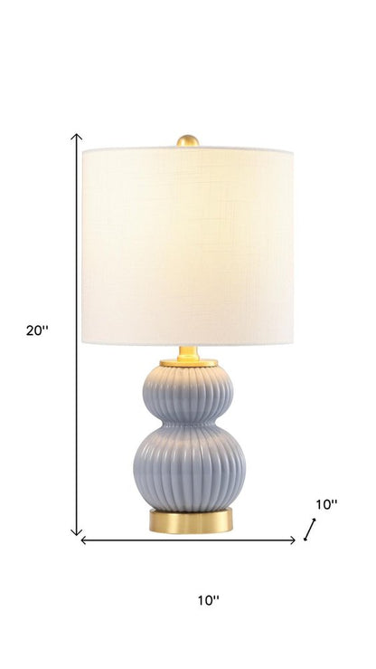 20" Gold Gourd Table Lamp With Drum Shade HomeRoots