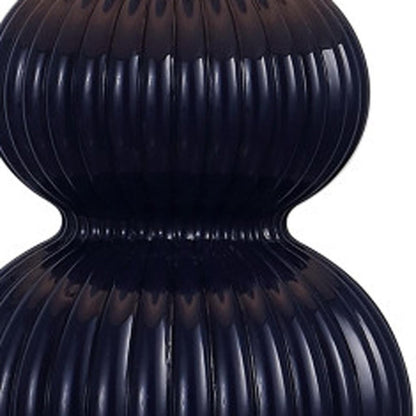 20" Navy Blue And Gold Gourd Table Lamp With Drum Shade HomeRoots