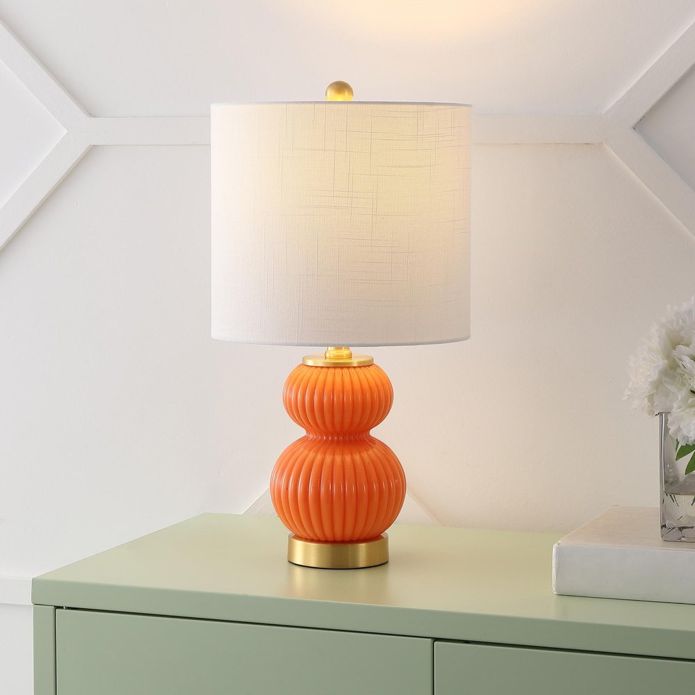 20" Gold Gourd Table Lamp With Drum Shade HomeRoots