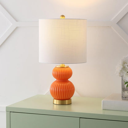 20" Gold Gourd Table Lamp With Drum Shade HomeRoots