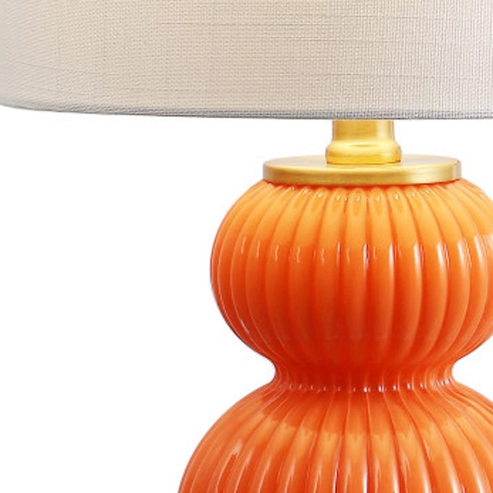 20" Gold Gourd Table Lamp With Drum Shade HomeRoots