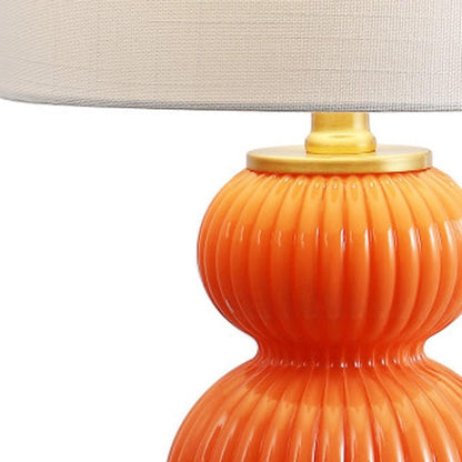 20" Gold Gourd Table Lamp With Drum Shade HomeRoots