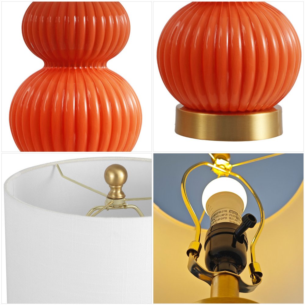 20" Gold Gourd Table Lamp With Drum Shade HomeRoots