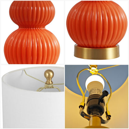 20" Gold Gourd Table Lamp With Drum Shade HomeRoots