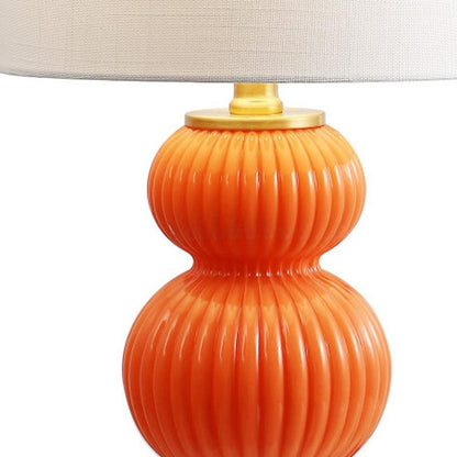 20" Gold Gourd Table Lamp With Drum Shade HomeRoots