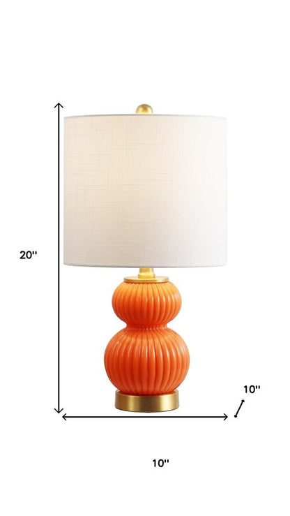 20" Gold Gourd Table Lamp With Drum Shade HomeRoots
