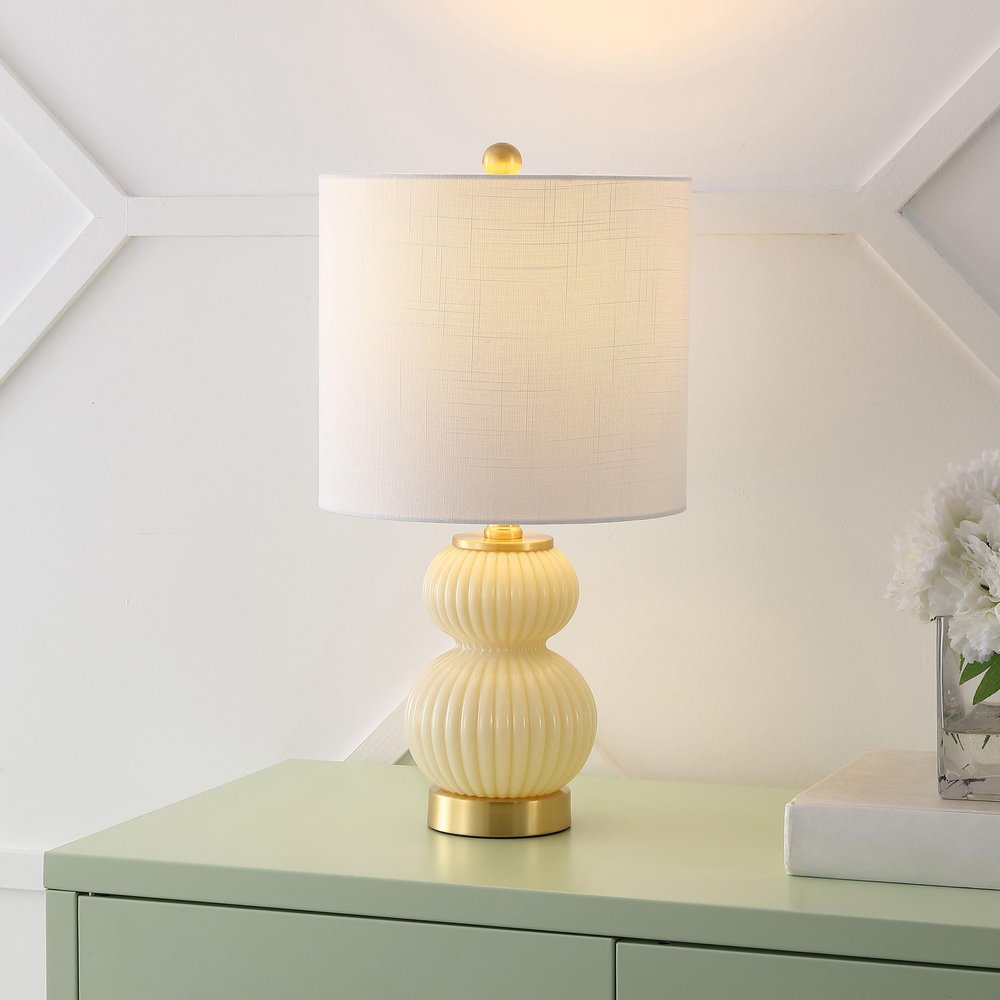 20" Gold Gourd Table Lamp With Drum Shade HomeRoots