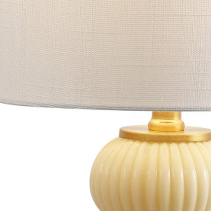 20" Gold Gourd Table Lamp With Drum Shade HomeRoots