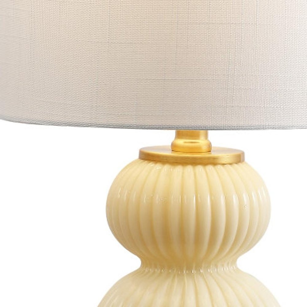 20" Gold Gourd Table Lamp With Drum Shade HomeRoots